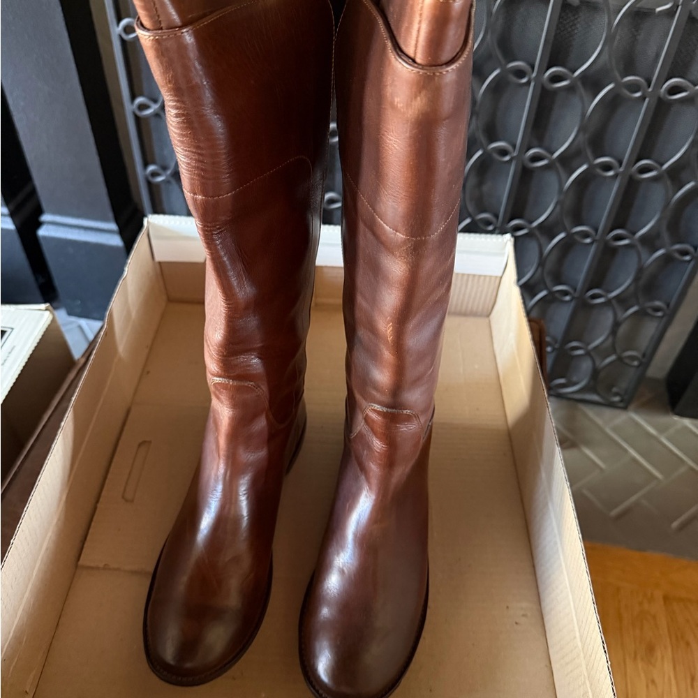 Frye Brown Leather Paige Boots 11 wide calf friendly